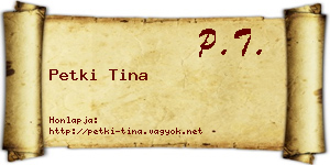 Petki Tina névjegykártya